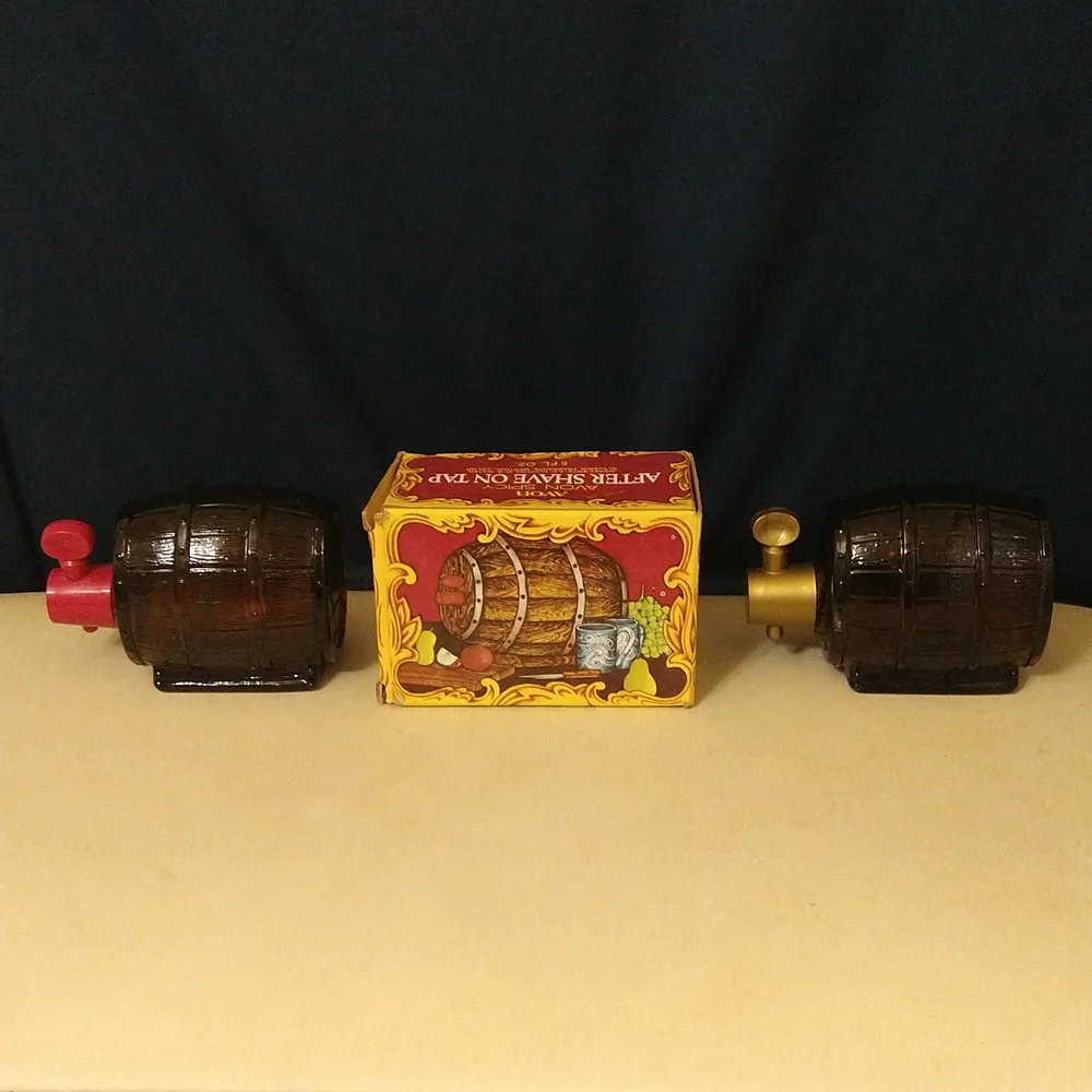 2 Vintage Avon 1974 After Shave On Tap Whiskey Beer Barrel Both Empty